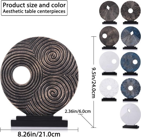 81LuAAIaF0L._AC_SL1500 Goodsright Decor Black and Gold Home Decor Sculpture, Above Kitchen Cabinet Decor Aesthetic, Living Room Decor Round Statue Medallion, Center Pieces Decoration for Table - Ideal, Bedroom, Office Desktop Decor