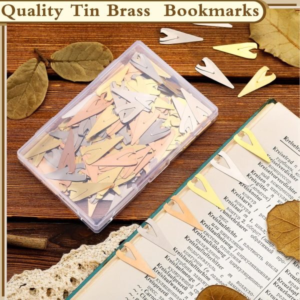 Goodsright Decor 180 Pieces Book Darts Tin Mixed Metals Bookmarkers Thin Line Bookmarks Silver Gold Orange Book Markers Brass Page Darts Mixed Book Markers for Women Men Teen Students Readers Book Lovers