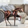 Goodsright Decor Metal Horse Statue Decor, Handmade Strong Modern Horse Sculpture Handicraft, Rustic Metal Statue Decorations Gift for Home Office Desk Figurine (Brown)