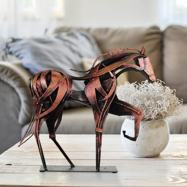 Goodsright Decor Handmade Horse Statue - Unique Rustic Decor for Office & Home - Hand-Painted Metal Sculpture - Perfect Handicraft Gift for Horse Lovers (Blue)