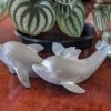 Goodsright Decor Coastal Dolphin Sculptures - Handcrafted Resin Figurine Statues for Bookshelf, Small Decorative Gray Dolphins, Boxed Set of 2 (7.5L & 6.5L inches)