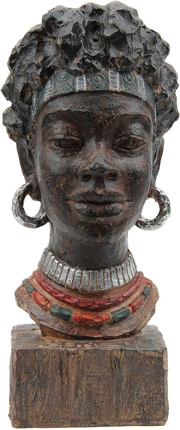 Goodsright Decor African Sculpture Resin Figurine, Handmade Home Decor, 12.2x6.3x4.3 inches, Black