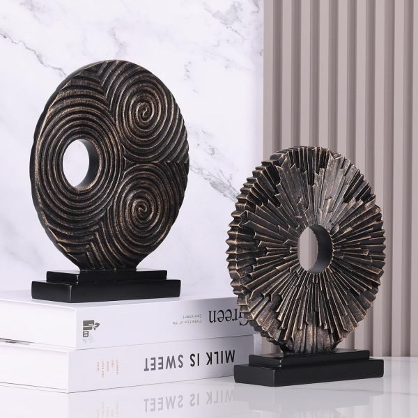 81im6xNKXeL._AC_SL1500 Goodsright Decor Black and Gold Home Decor Sculpture, Above Kitchen Cabinet Decor Aesthetic, Living Room Decor Round Statue Medallion, Center Pieces Decoration for Table - Ideal, Bedroom, Office Desktop Decor