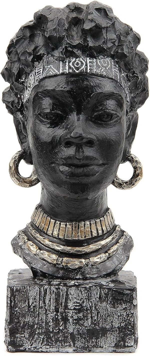 Goodsright Decor African Sculpture Resin Figurine, Handmade Home Decor, 12.2x6.3x4.3 inches, Black