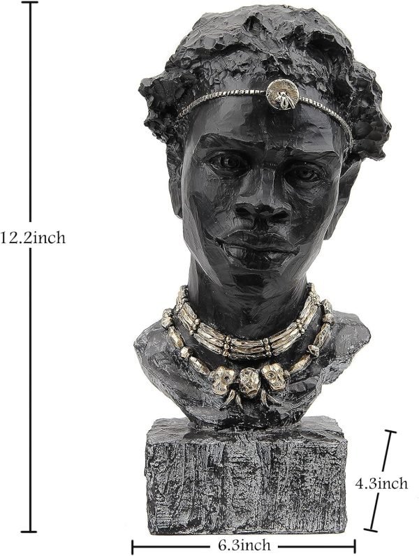 Goodsright Decor African Sculpture Resin Figurine, Handmade Home Decor, 12.2x6.3x4.3 inches, Black