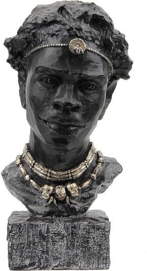 Goodsright Decor African Sculpture Resin Figurine, Handmade Home Decor, 12.2x6.3x4.3 inches, Black