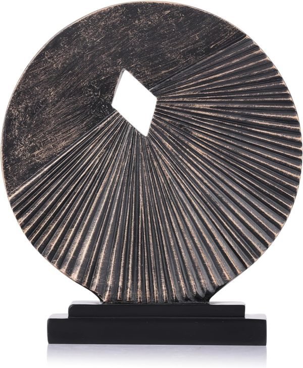 81si-dAzhbL._AC_SL1500 Goodsright Decor Black and Gold Home Decor Sculpture, Above Kitchen Cabinet Decor Aesthetic, Living Room Decor Round Statue Medallion, Center Pieces Decoration for Table - Ideal, Bedroom, Office Desktop Decor