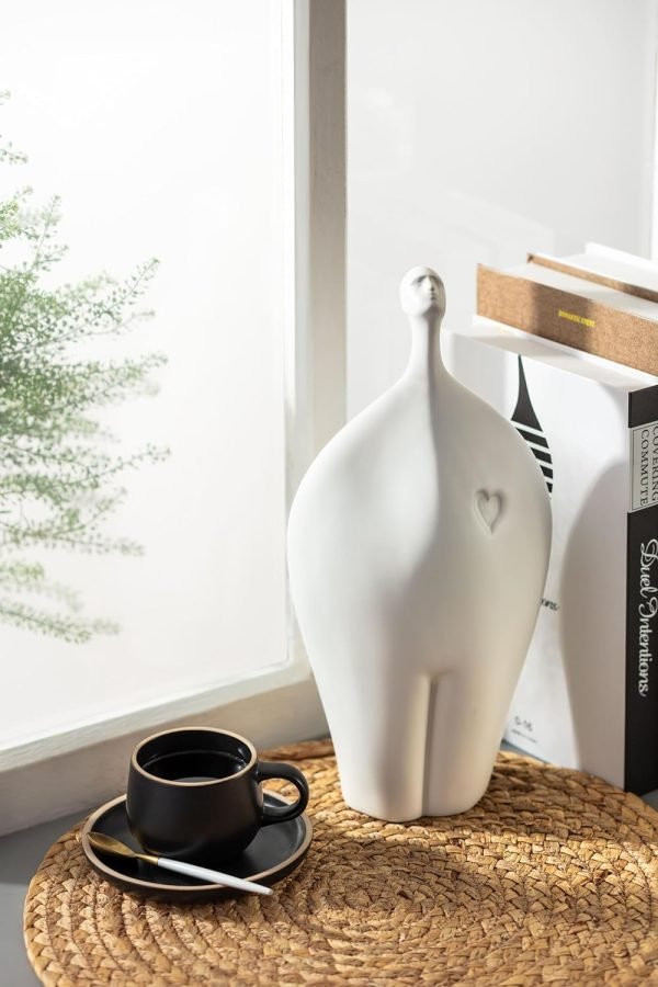 81yC5l5b5ML._AC_SL1500 Goodsright Decor White Ceramic Sculpture - Home Decor Statue for Serenity, Modern Art Table Top Decoration - Aesthetic Figures Ornaments for Living Room, Bedroom, Office, Shelf, Abstract Style Gifts
