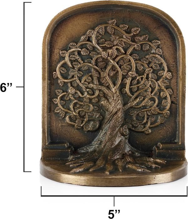 91p81VSGgeL._AC_SL1500 Goodsright Decor Tree of Life Bookends Set, Antique Brass Tree Book Ends, 2 Decorative Bookends for Shelves or Bookcase, Cast Iron Bookends, Stylish Brass Bookends, Non-Skid Anti-Slip Heavy Bookends, Home D??cor Gift