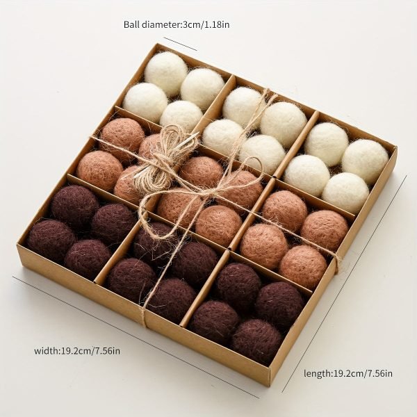 Goodsright Decor 36-Pack Wool Felt Balls, 1.18in Christmas Tree Ornaments, European Style, Festive Window & Scene Decor, Holiday Decorations, Boxed Set