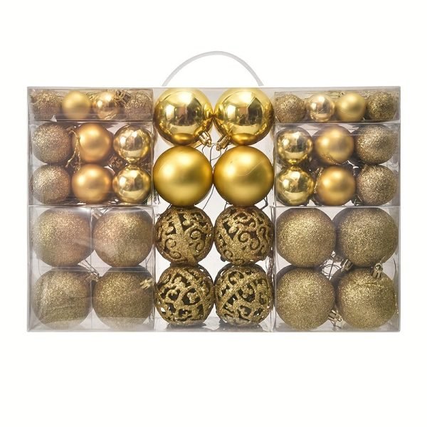 Goodsright Decor 100-Piece Golden Christmas Ornaments - Durable Shatterproof Hanging Baubles for Elegant Christmas Tree Decoration - Perfect for Xmas, Holiday, and Wedding Party Decor