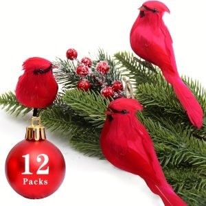 ac01ecaad735ff77d04c6028e6ad2420-1 Goodsright Decor 3/6/12PCS Lifelike Artificial Cardinal Red Birds - Clip-On Christmas Tree Decorations - Durable, Seasonal Charm for Home, Office, Festival, & Party Decor