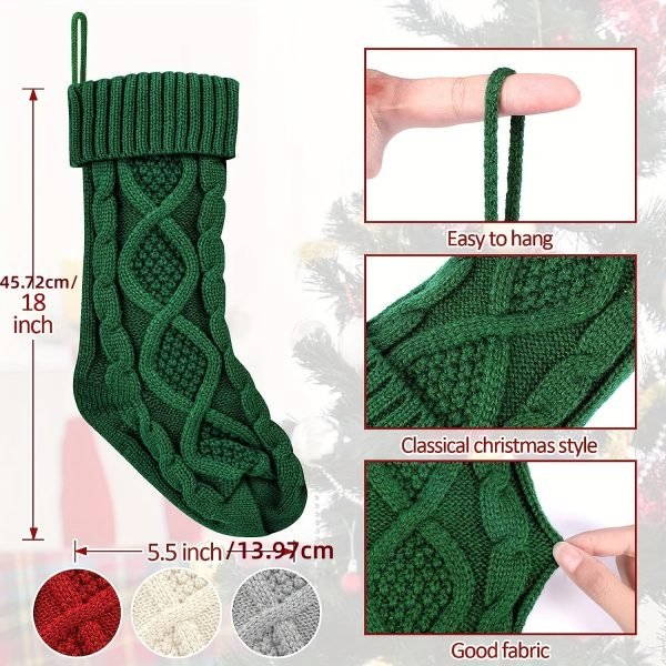 Goodsright Decor 4pcs Extra-Large Soft Knitted Christmas Stockings - Vibrant Decorations in Ivory, Burgundy, Gray, and Green - Perfect for Fireplaces, Christmas Trees, Families, Holiday Parties, and Decorations