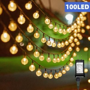 Goodsright Decor 100-Bulb Multi-Color LED String Lights 64ft - Waterproof, Dimmable Globe with Timer, 8 Modes - Perfect for All-Year Festivities