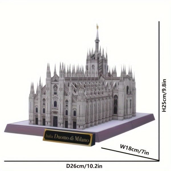 Goodsright Decor 10 Inch Exquisite Milan Cathedral Paper Model - Large Scale, Handcrafted, DIY 3D Stereoscopic Scene Assembly with Unique Art Style Decoration - Authentic Italian Design, World Famous Landmark Reproduction, Perfect for Homework or Educational Projects