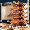 Goodsright Decor 980pcs Building Blocks, Exquisite Yellow Crane Tower Building Blocks, Building Puzzle Toy, Three-dimensional Puzzle
