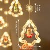 Goodsright Decor 1 Set, Christmas LED Fairy Lights, 120LED 9.8FT, Holiday Light, Curtain Light, Hanging String Lighting With Snowflake, Tree Shaped Ring Decorations, Christmas Window Curtain Lights Ornament, Indoor Hanging Lights With Remote Control