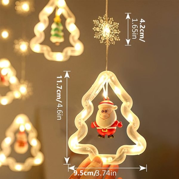 Goodsright Decor 1 Set, Christmas LED Fairy Lights, 120LED 9.8FT, Holiday Light, Curtain Light, Hanging String Lighting With Snowflake, Tree Shaped Ring Decorations, Christmas Window Curtain Lights Ornament, Indoor Hanging Lights With Remote Control