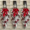 ec90de6b-e76b-49da-958c-f43e2ead369e-1 Goodsright Decor 1pc Glamorous Christmas Flocking Wreath - Door Hanging Decoration with Rattan Reverse Hanging Tree Design, Festive Holiday Decor, No Feathers, Ideal for Indoor and Outdoor Use