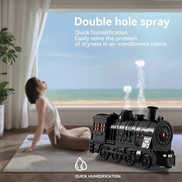 Goodsright Decor Adorable Train Shape Aroma Diffuser Humidifier - Invigorating Fragrance & Ring Jellyfish Humidification - Soothing Home Aroma Solution with Key-type Two-speed Control