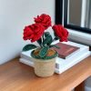 f46a975f-c2be-4746-b7a0-8f551660fc11 Goodsright Decor 1pc, Artificial Crochet Roses In Pot, Handmade Fabric Yarn Flowers, Decorative Tabletop Plant, Home Decor Faux Floral, 4.17inch Height - Rustic Charm